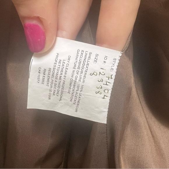 Vtg 80s Margaret Godfrey Dark Brown Fitted Leather Blazer Jacket Women's Size 8 - Picture 5 of 15